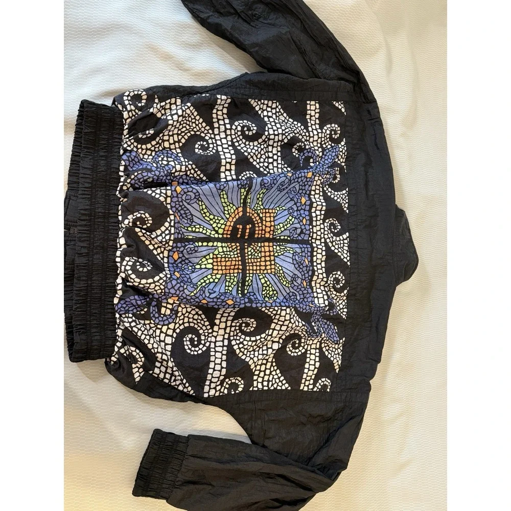 Vintage 80 s Cross Fusion Relaxed Gallery Sport Mosaic Full Zip Windbreaker Sz M